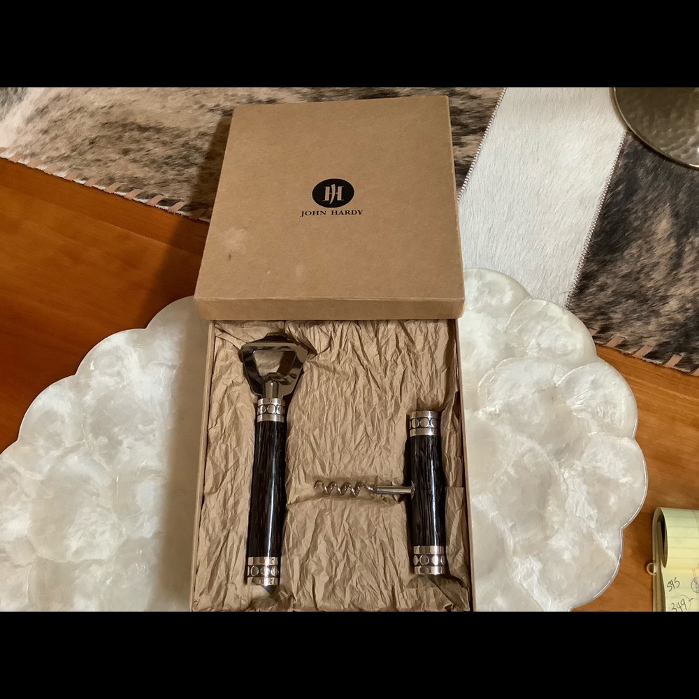 John Hardy SS/Palm wood/Stainless Steel Bar Set